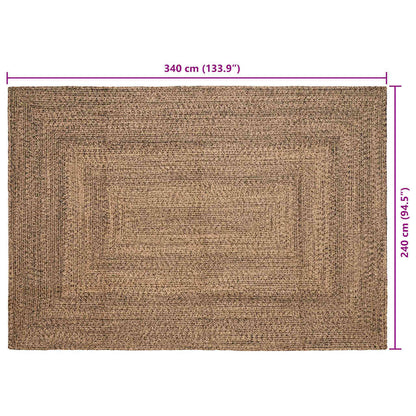 vidaXL Tapis de sol Naturel et Noir 240 x 340 cm Jute