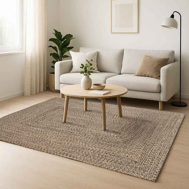 vidaXL Tapis de sol Naturel et noir 300 x 300 cm Jute