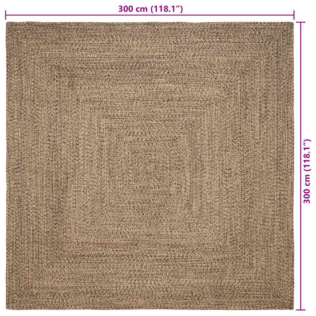vidaXL Tapis de sol Naturel et noir 300 x 300 cm Jute