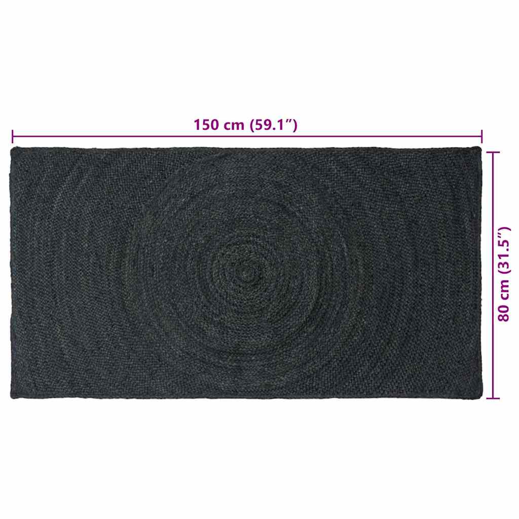 vidaXL Bereichsteppiche Rechtwinklig Dunkelgrau 80 x 150 cm Jute