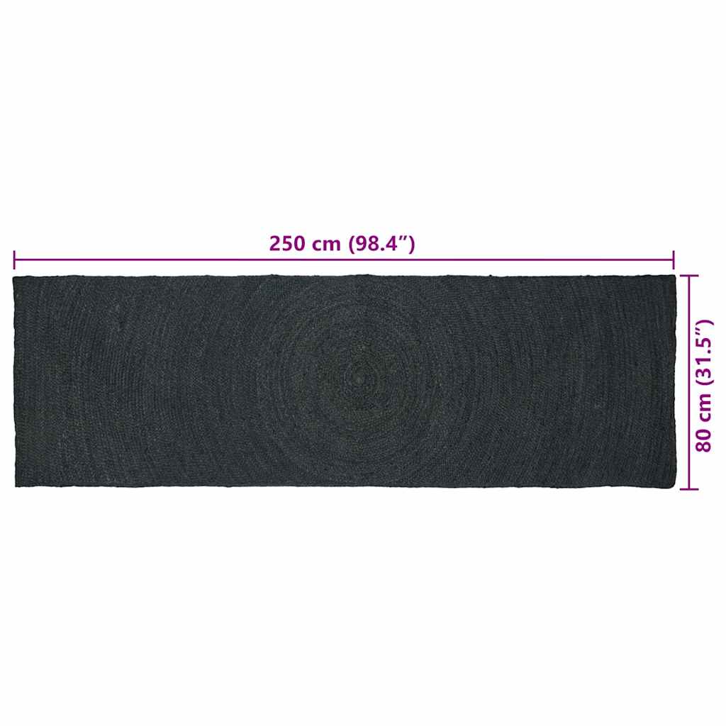 vidaXL Bereichsteppiche Rechtwinklig Dunkelgrau 80 x 250 cm Jute