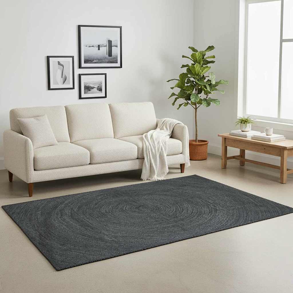 vidaXL Bereichsteppiche Quadratisch Dunkelgrau 160 x 160 cm Jute