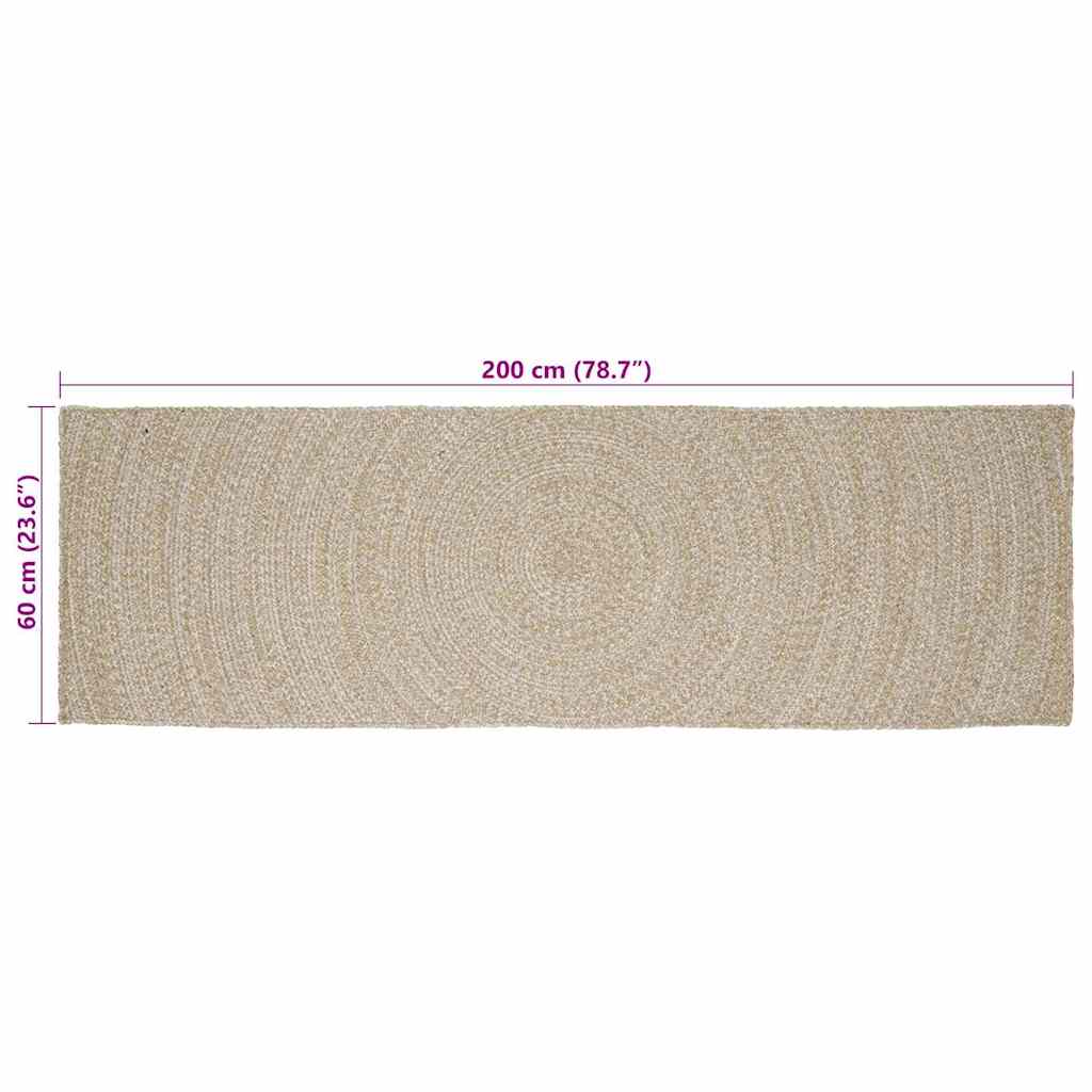 vidaXL Bereichsteppiche Natürlich und Weiß 60 x 200 cm Jute