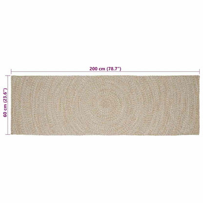 vidaXL Bereichsteppiche Natürlich und Weiß 60 x 200 cm Jute