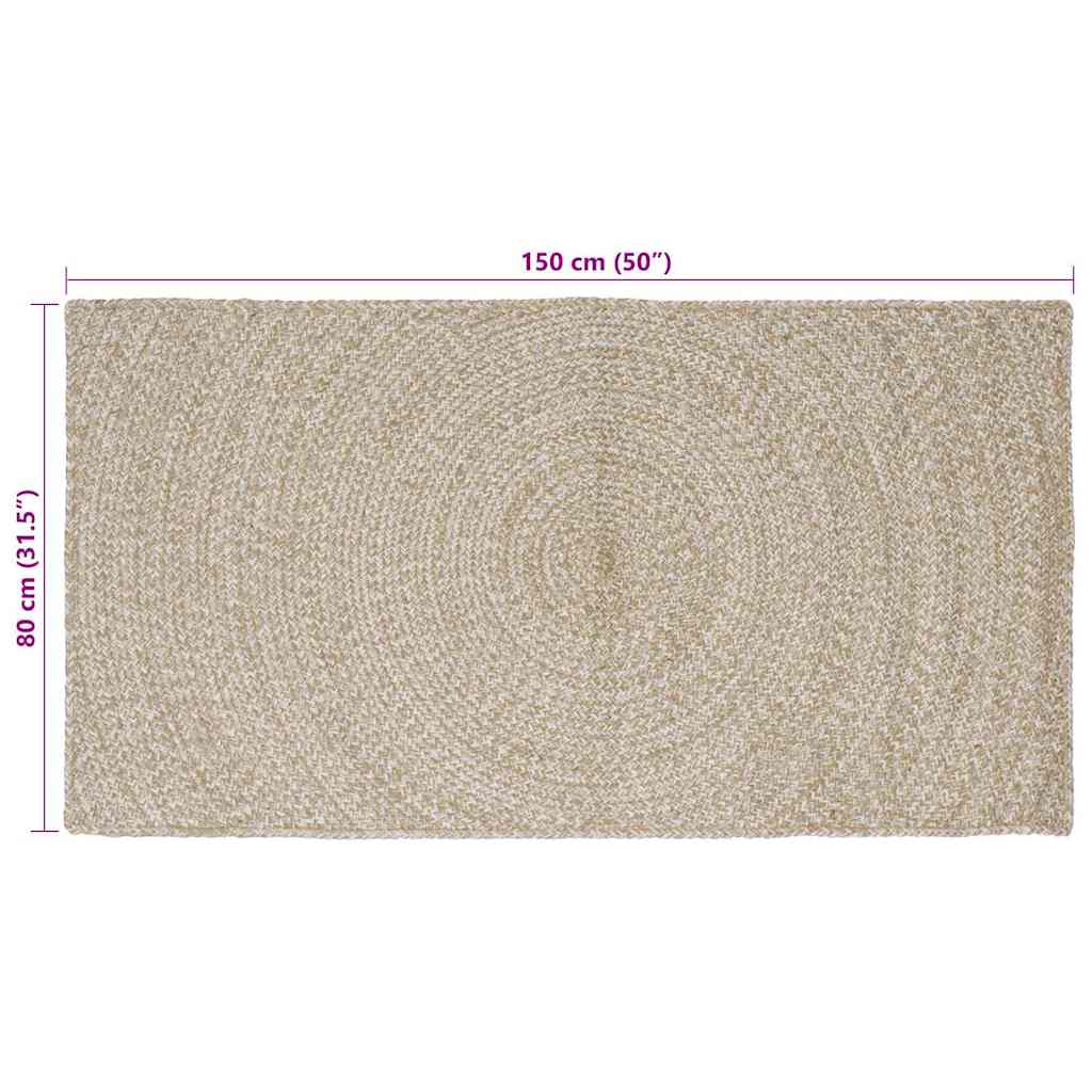 vidaXL Bereichsteppiche Natürlich und Weiß 80 x 150 cm Jute