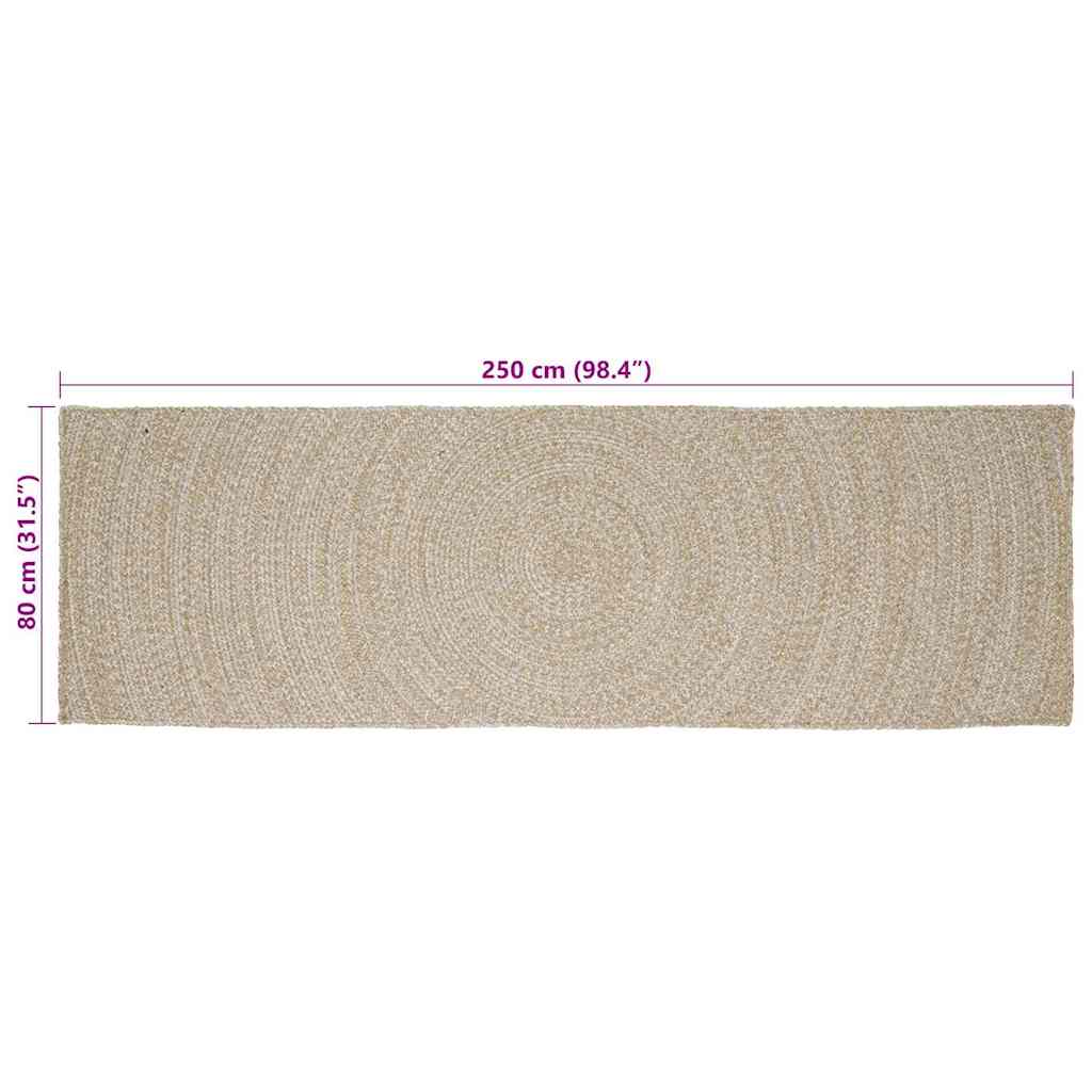 vidaXL Bereichsteppiche Natürlich und Weiß 80 x 250 cm Jute
