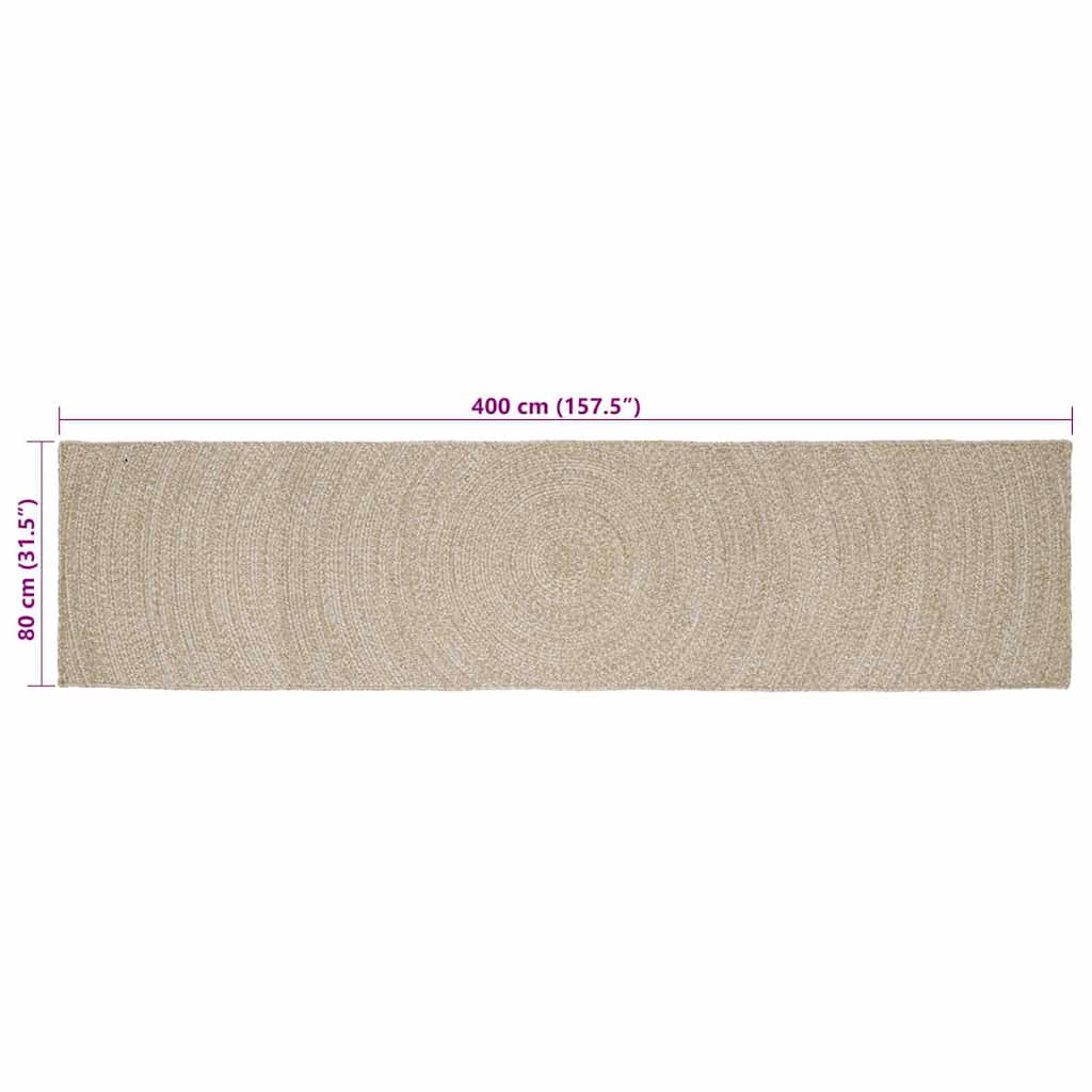 Bereichsteppiche Natürlich und Weiß 80 x 400 cm Jute