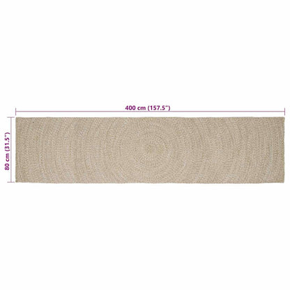 Bereichsteppiche Natürlich und Weiß 80 x 400 cm Jute