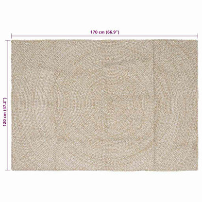 vidaXL Bereichsteppiche Natürlich und Weiß 120 x 170 cm Jute