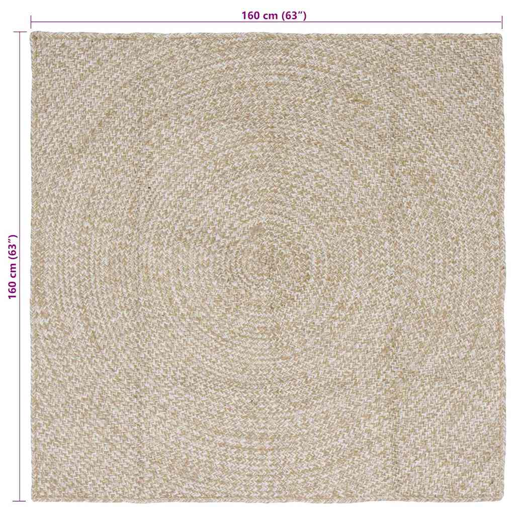 vidaXL Bereichsteppiche Natürlich und Weiß 160 x 160 cm Jute