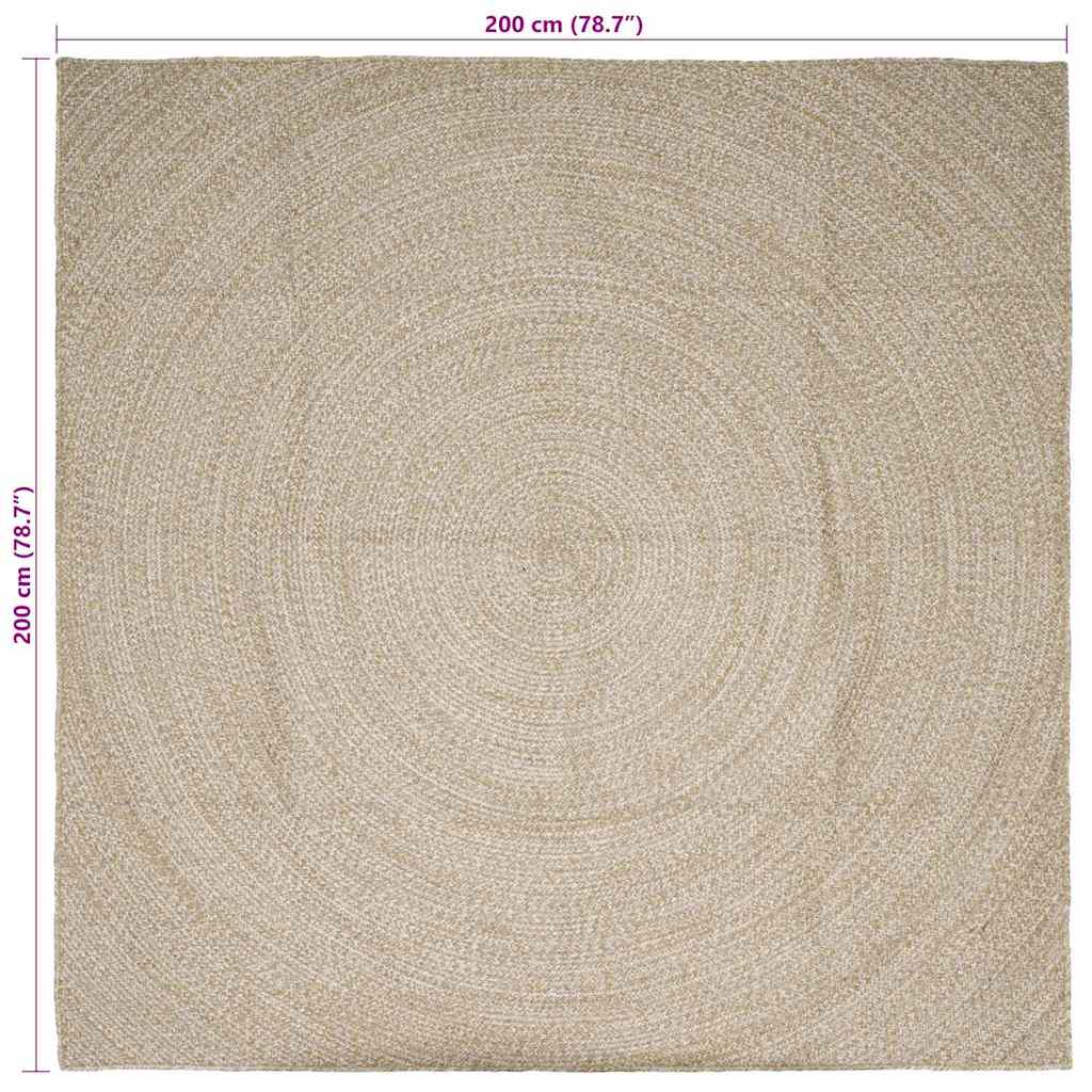 vidaXL Bereichsteppiche Natürlich und Weiß 200 x 200 cm Jute