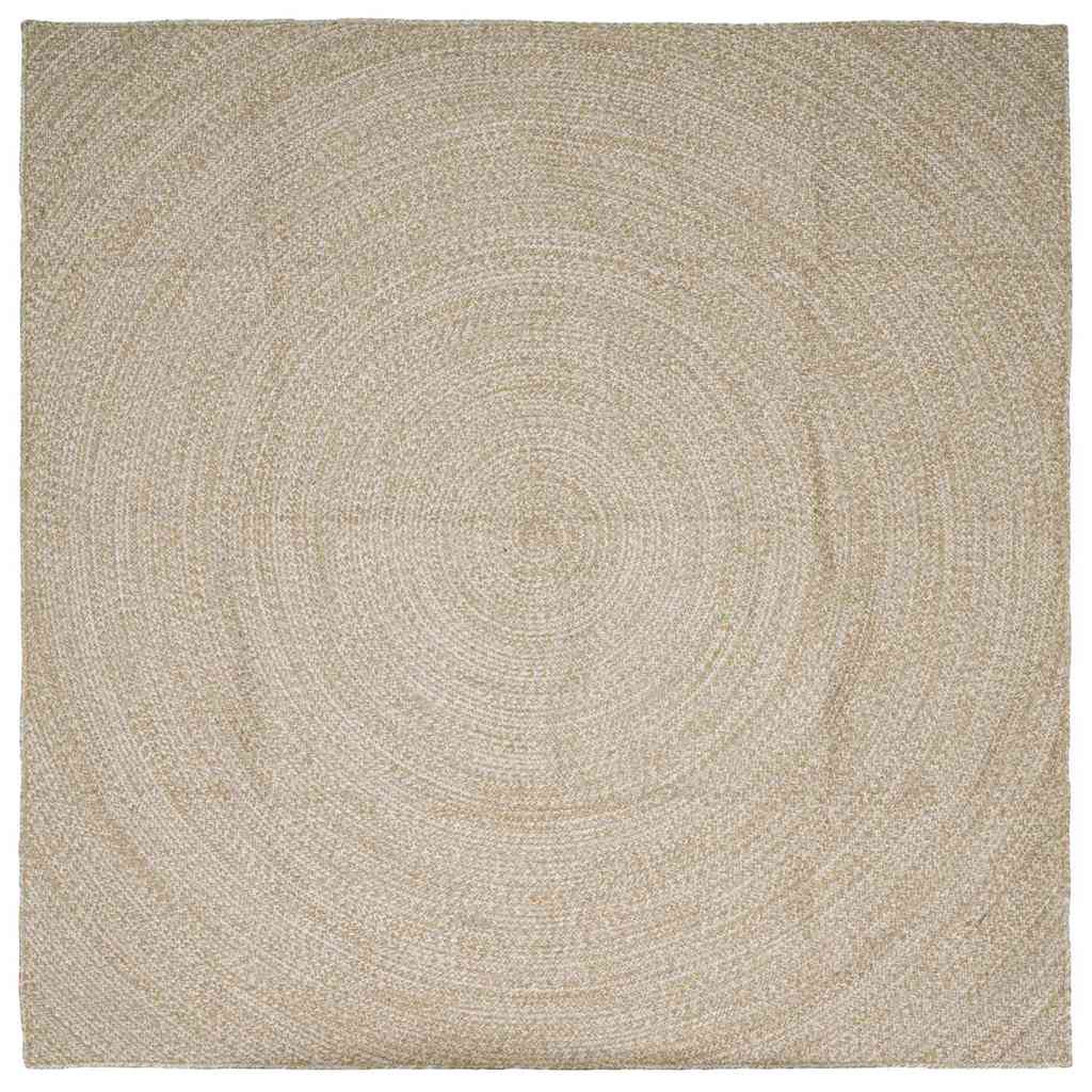 vidaXL Tapis de zone naturel et blanc 300 x 300 cm Jute