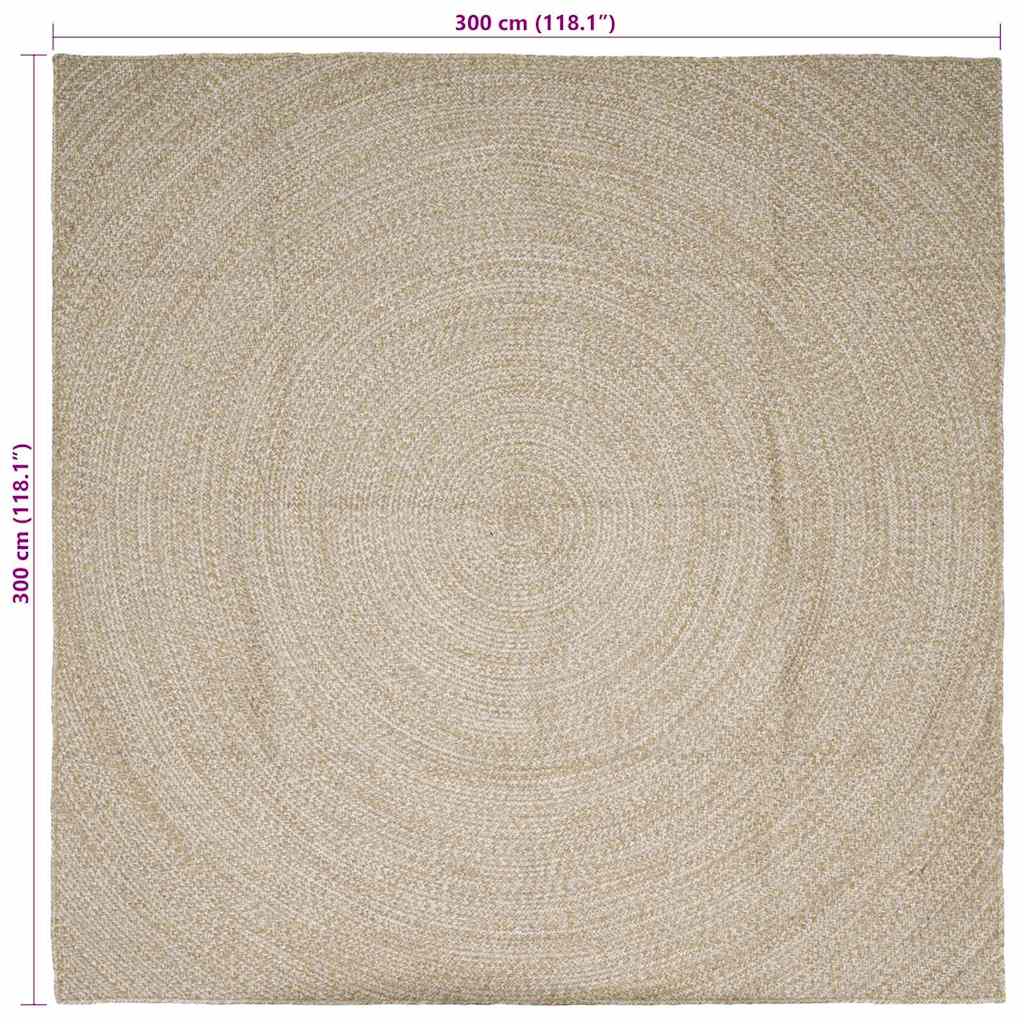 vidaXL Tapis de zone naturel et blanc 300 x 300 cm Jute