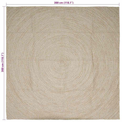 vidaXL Tapis de zone naturel et blanc 300 x 300 cm Jute
