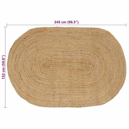 vidaXL Tapis de zone ovale naturel 152 x 245 cm Jute