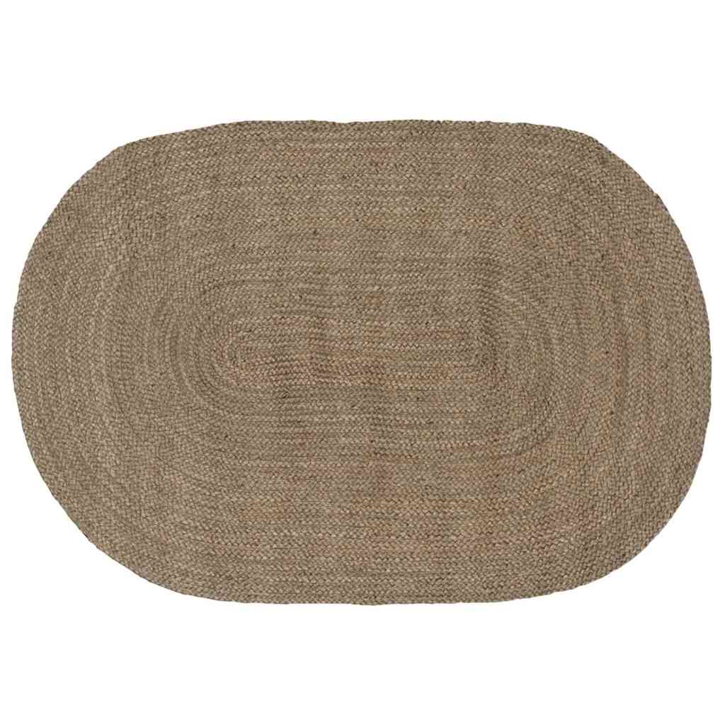 vidaXL Tapis de zone ovale Gris 122 x 183 cm Jute