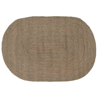 vidaXL Tapis de zone ovale Gris 122 x 183 cm Jute