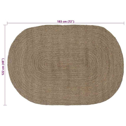 vidaXL Tapis de zone ovale Gris 122 x 183 cm Jute