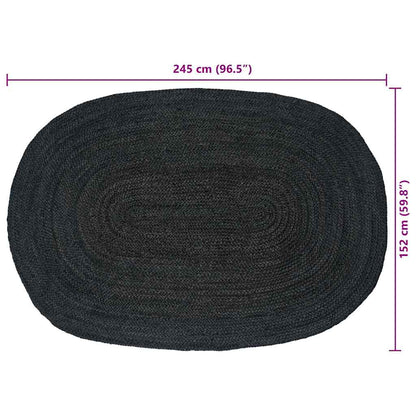 Bereichsteppiche Oval Schwarz 152 x 245 cm Jute
