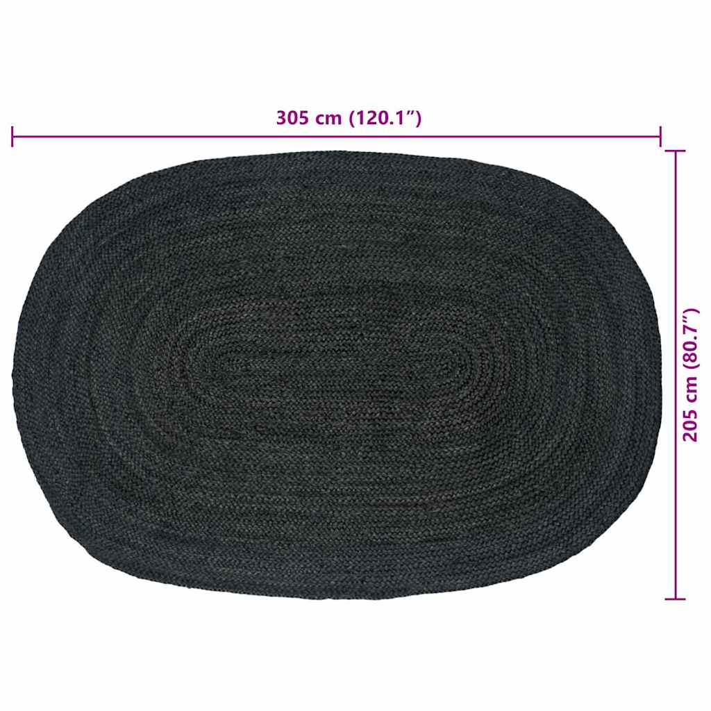 Bereichsteppiche Oval Schwarz 205 x 305 cm Jute