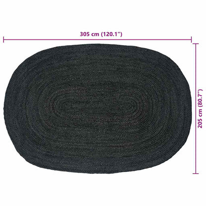Bereichsteppiche Oval Schwarz 205 x 305 cm Jute