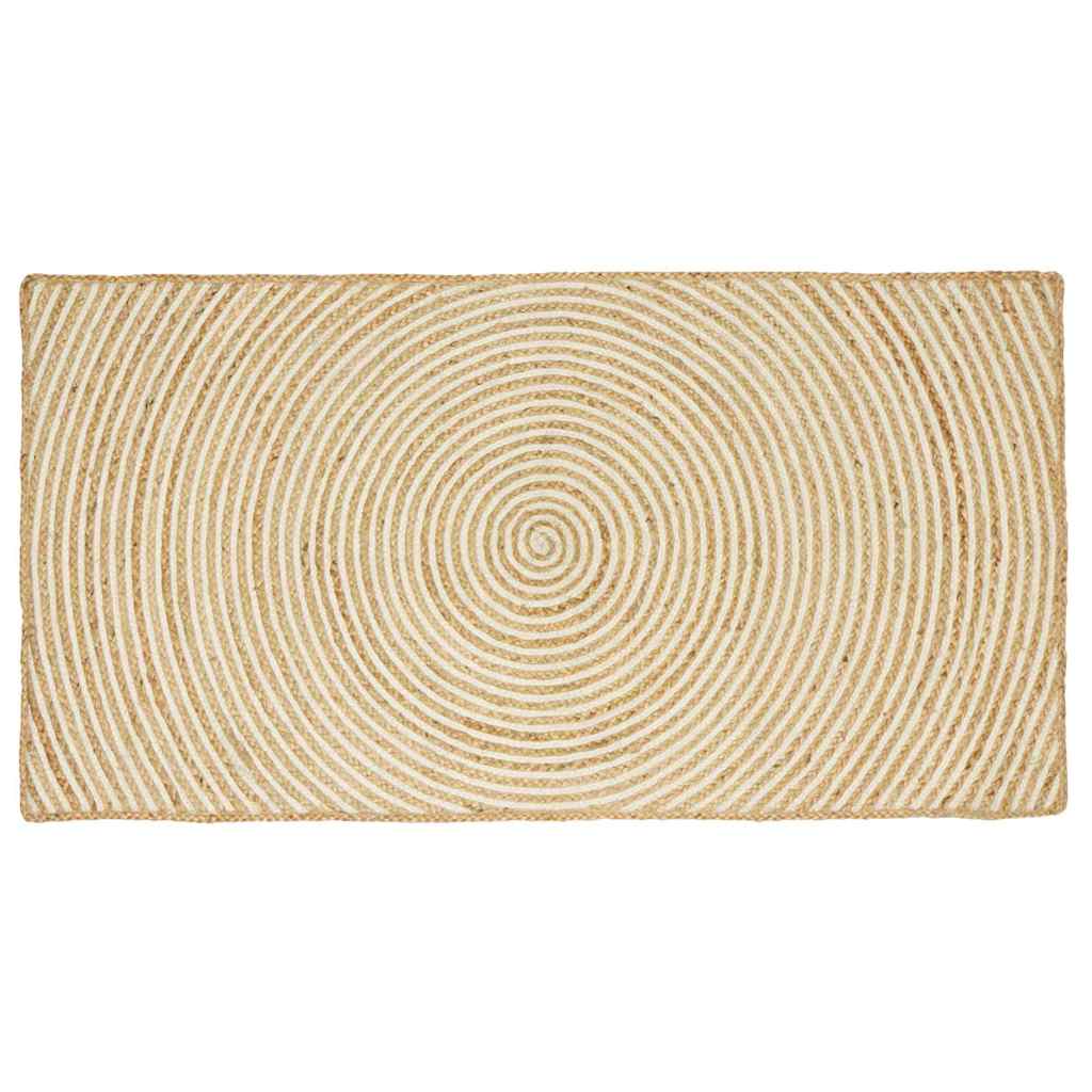 vidaXL Teppich Natürlich und Weiß 60 x 110 cm Jute
