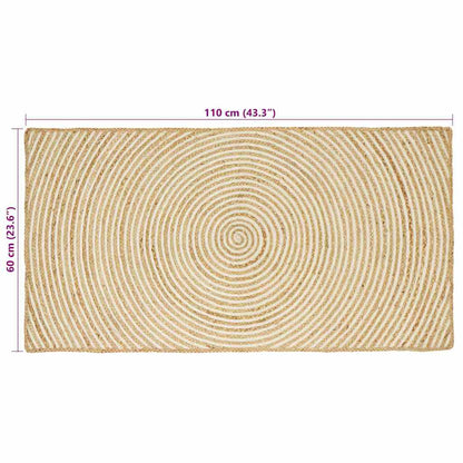 vidaXL Teppich Natürlich und Weiß 60 x 110 cm Jute