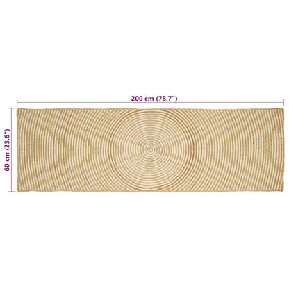 vidaXL Teppich Natürlich und Weiß 60 x 200 cm Jute