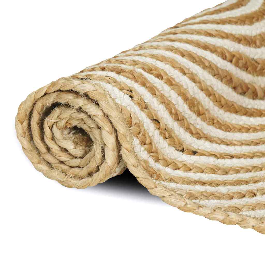 vidaXL Teppich Natürlich und Weiß 80 x 250 cm Jute