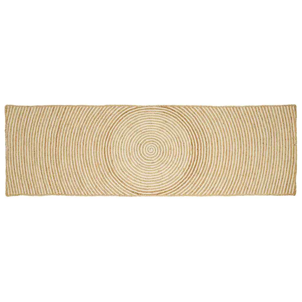 vidaXL Teppich Natürlich und Weiß 80 x 250 cm Jute