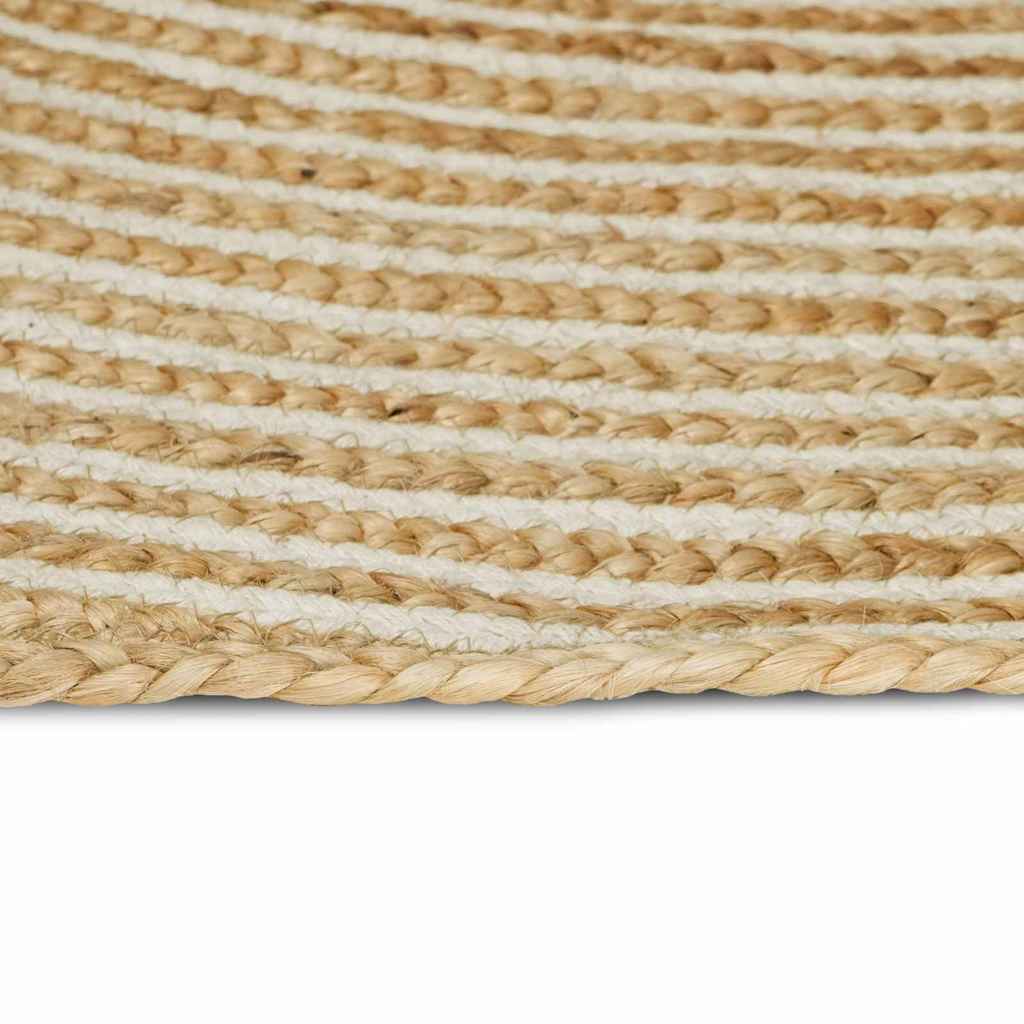 vidaXL Teppich Natürlich und Weiß 120 x 120 cm Jute