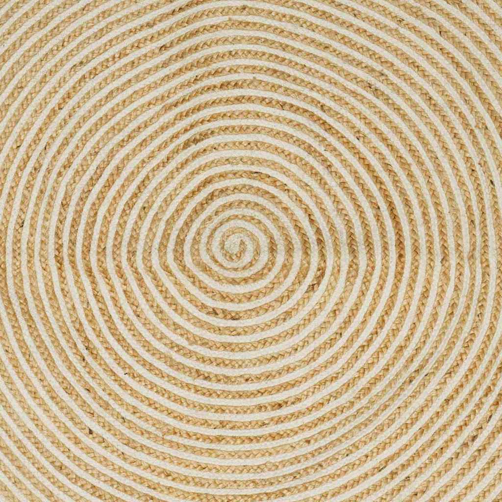 vidaXL Teppich Natürlich und Weiß 120 x 120 cm Jute
