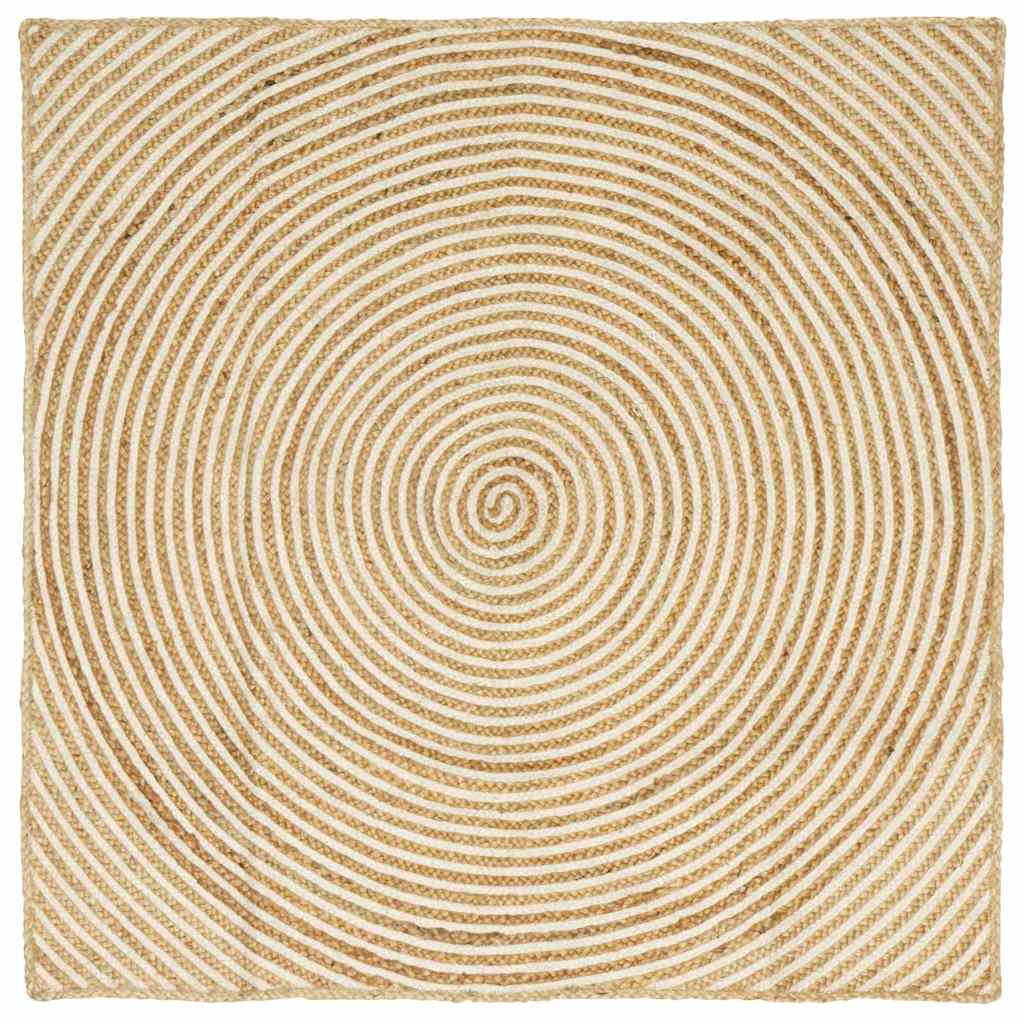 vidaXL Teppich Natürlich und Weiß 120 x 120 cm Jute