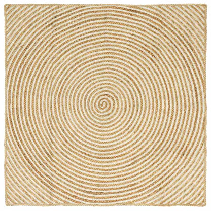 vidaXL Teppich Natürlich und Weiß 120 x 120 cm Jute
