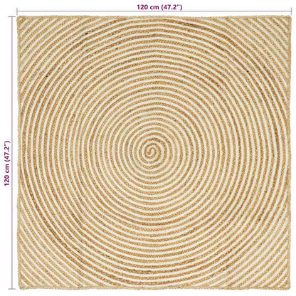 vidaXL Teppich Natürlich und Weiß 120 x 120 cm Jute
