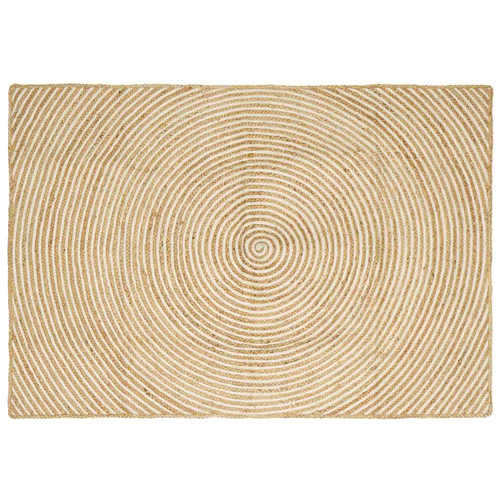 vidaXL Teppich Natürlich und Weiß 140 x 200 cm Jute