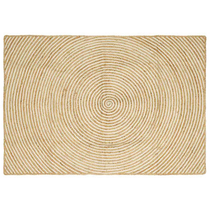 vidaXL Teppich Natürlich und Weiß 140 x 200 cm Jute