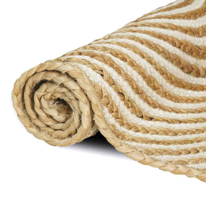 vidaXL Teppich Natürlich und Weiß 160 x 160 cm Jute