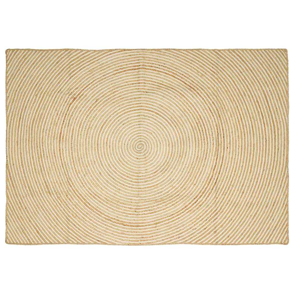 vidaXL Teppich Natürlich und Weiß 160 x 230 cm Jute