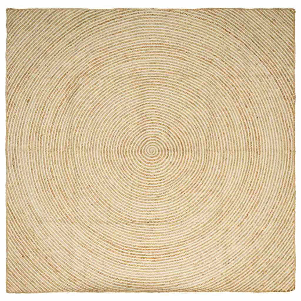 vidaXL Teppich Natürlich und Weiß 200 x 200 cm Jute