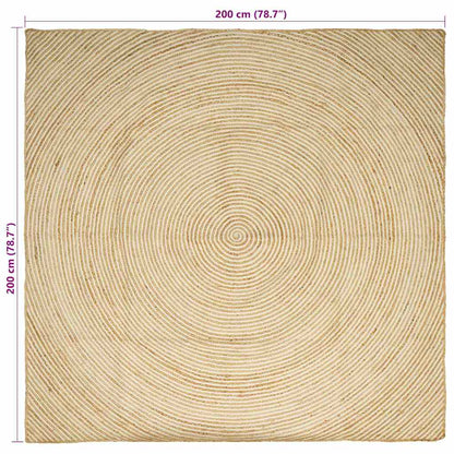 vidaXL Teppich Natürlich und Weiß 200 x 200 cm Jute