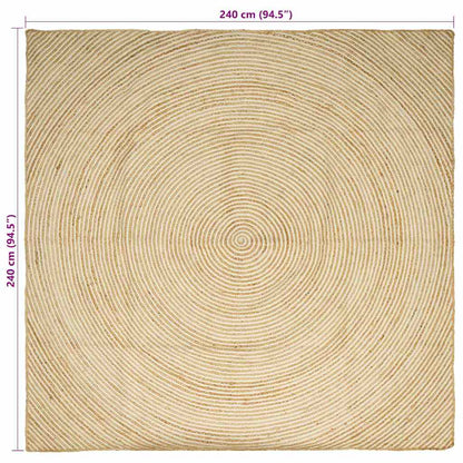 Teppich Natürlich und Weiß 240 x 240 cm Jute