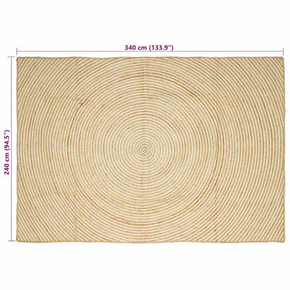 vidaXL Teppich Natürlich und Weiß 240 x 340 cm Jute
