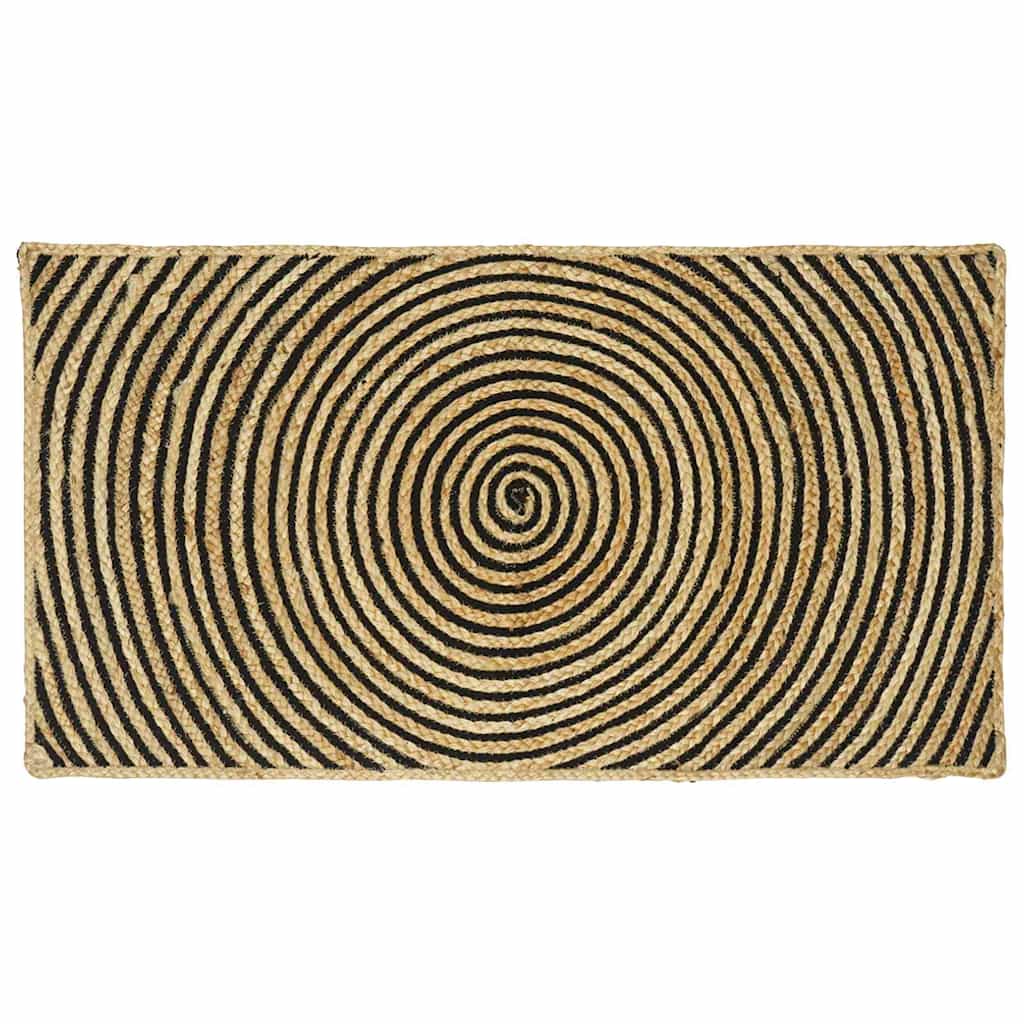 vidaXL Teppich Natürlich und Schwarz 60 x 110 cm Jute