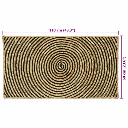vidaXL Teppich Natürlich und Schwarz 60 x 110 cm Jute