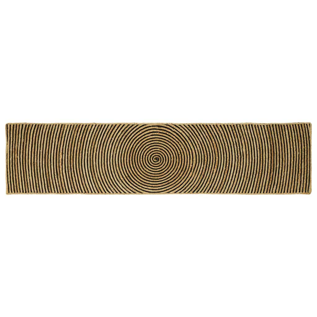 vidaXL Teppich Natürlich und Schwarz 60 x 200 cm Jute