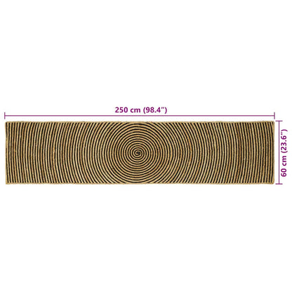 vidaXL Teppich Natürlich und Schwarz 60 x 250 cm Jute