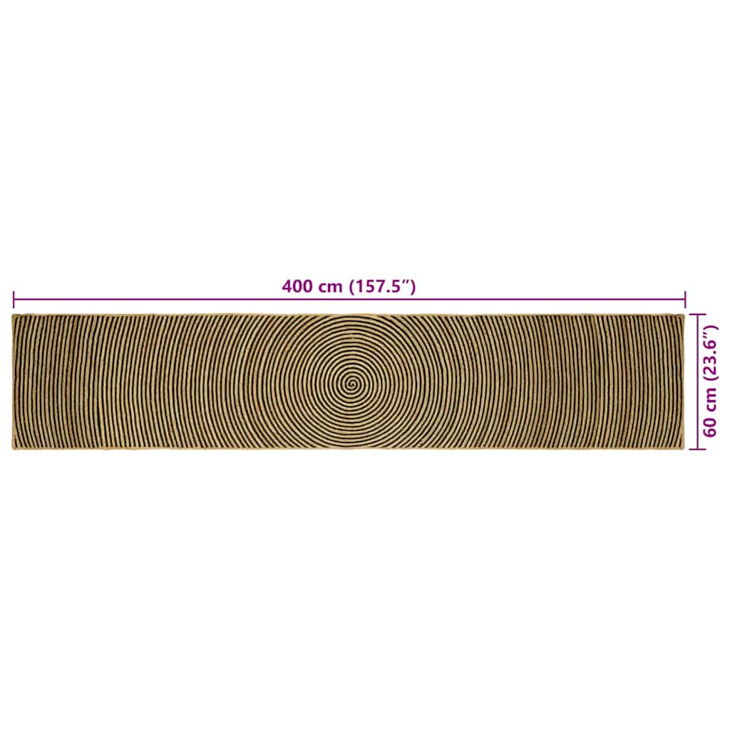 vidaXL Teppich Natürlich und Schwarz 60 x 400 cm Jute