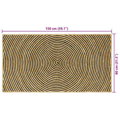 vidaXL Teppich Natürlich und Schwarz 80 x 150 cm Jute