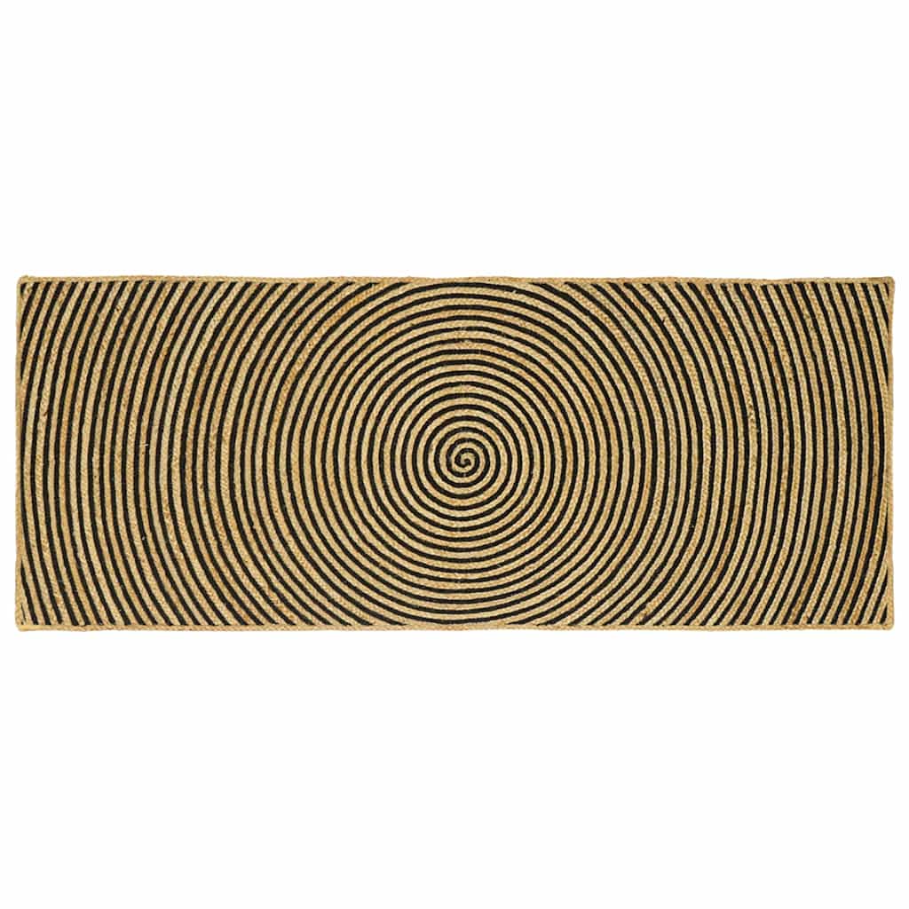 vidaXL Teppich Natürlich und Schwarz 80 x 200 cm Jute